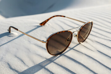 Stylish Round Sunglasses with Gradient Lenses on White Surface	