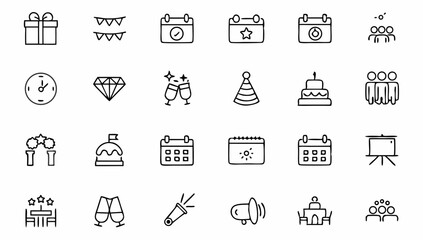 event planning set of web icons in linear style  e.eps