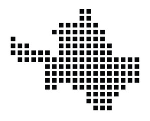 Symbol Map of the City Fürstenwalde_Spree (Germany) showing the city with a pattern of just a few black squares