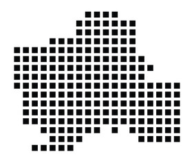 Symbol Map of the City Güstrow (Germany) showing the city with a pattern of just a few black squares