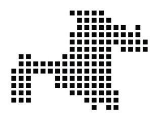 Symbol Map of the City Köthen (Anhalt) (Germany) showing the city with a pattern of just a few black squares