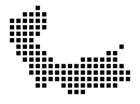Symbol Map of the City Lampertheim (Germany) showing the city with a pattern of just a few black squares