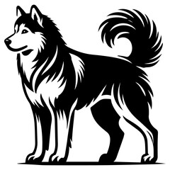 Black and White Siberian Husky Vector Silhouette