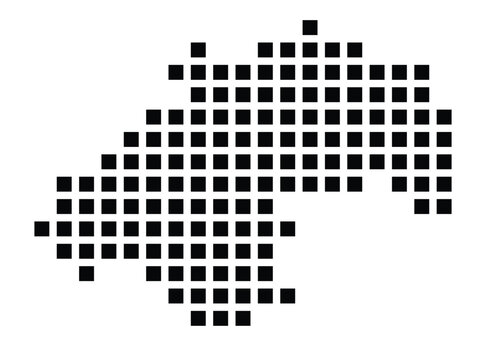 Symbol Map of the City Olching (Germany) showing the city with a pattern of just a few black squares