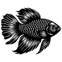 Black and White Nile Tilapia Fish Vector Silhouette