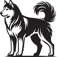 Black and White Siberian Husky Vector Silhouette © ColorQo