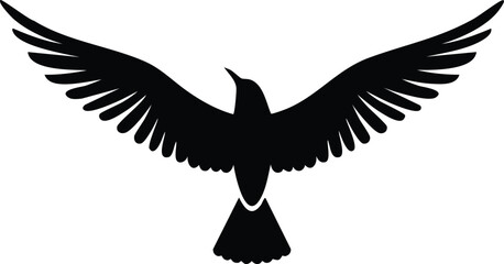 Fototapeta premium Vector Dark Silhouette of Majestic Eagle with Spread Wings in Powerful Soaring Pose