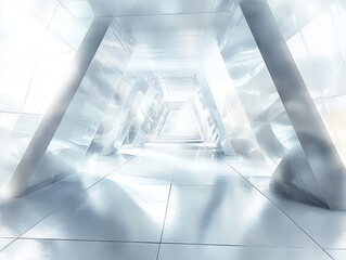 Fototapeta premium Futuristic White Corridor Architecture Rendering