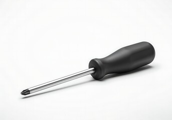 Screwdriver with Black Handle and Steel Shaft