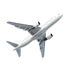 White airplane soaring high above dark sky dramatic flight travel journey on transparent background