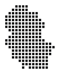 Symbol Map of the City Ahaus (Germany) showing the city with a pattern of just a few black squares