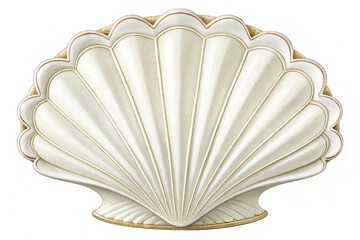 White elegant sea jacobean scallop shel isolated on white background