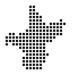 Symbol Map of the City Backnang (Germany) showing the city with a pattern of just a few black squares