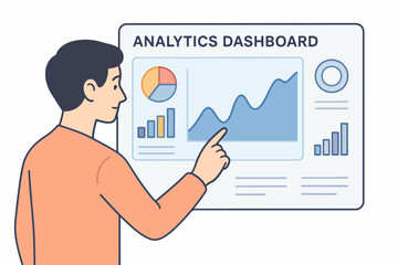 Man analyzing data on an analytics dashboard