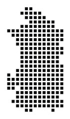 Symbol Map of the City Duisburg (Germany) showing the city with a pattern of just a few black squares