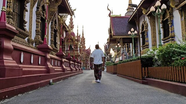 Visiting Wat Saen Muang Temple in Chiang Mai in northern Thailand