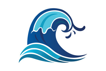 blue ocean wave vector illustration on white background