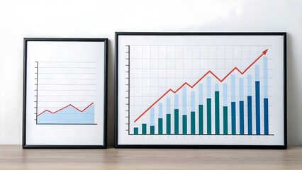 Fototapeta premium Framed bar and line charts showing financial growth