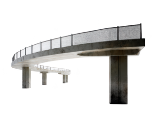 Elevated concrete curved bridge design modern architecture structure 3d on transparent background