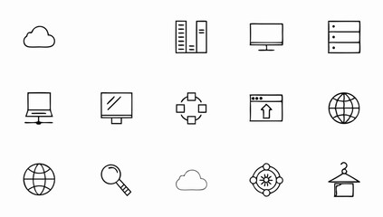set of web icons in line style eps 