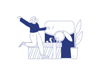 Use red envelopes to attract new customers and promote activity. Flat vector character concept illustration
