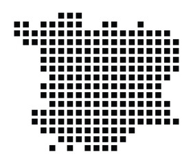 Symbol Map of the City Kempten (Allgäu) (Germany) showing the city with a pattern of just a few black squares
