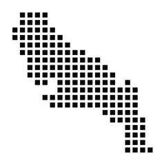 Symbol Map of the City Langen (Hessen) (Germany) showing the city with a pattern of just a few black squares