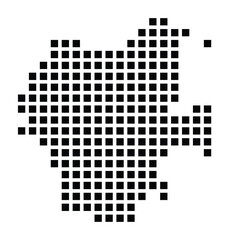 Symbol Map of the City Mönchengladbach (Germany) showing the city with a pattern of just a few black squares