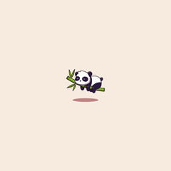 Cute Panda Sleeping Bamboo Cartoon icon flat vector design.