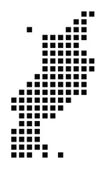 Symbol Map of the City Reutlingen (Germany) showing the city with a pattern of just a few black squares
