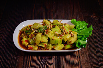 Cucumber stir-fried with mala chilli Spicy taste