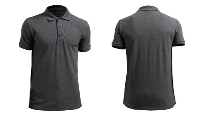 men's dark grey polo shirt or golf shirt with ghost style model isolated on transparent background...