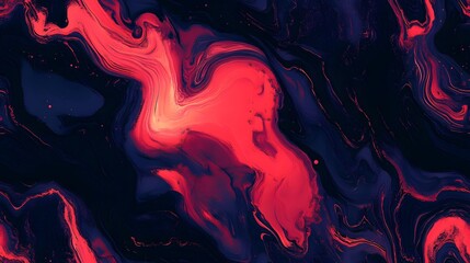 Vibrant crimson and deep indigo fluid abstract painting.
