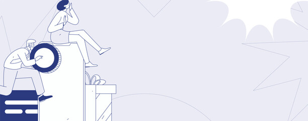 Use red envelopes to attract new customers and promote activity. Flat vector character concept illustration
