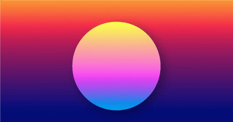 Yellow, Pink, Blue Oval Over Orange, Red, Blue Background Abstract Vector Gradient Shapes