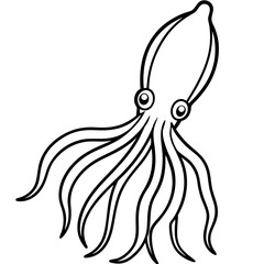 Modern Squid Line Art Design