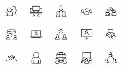 meeting set of web icons in line style  live webin (1).eps