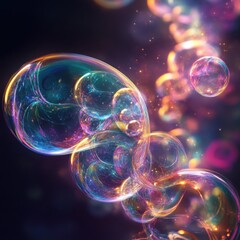 Chromatic trail background with a twisting bubble fog effect