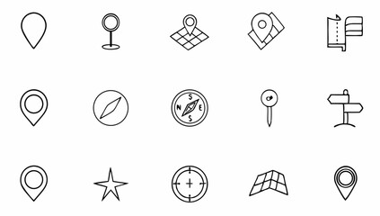 Fototapeta premium navigation and location set of web icons in line s.eps