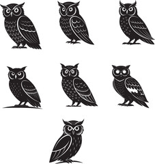set of vector owls