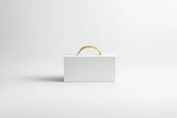 Naklejka premium White rectangular box with golden handle