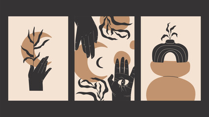 Magic abstract modern celestial female hand