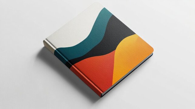 Stylish, colorful, square notebook with abstract wave design