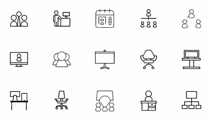 Fototapeta premium office workspace set of web icons in line style o (5).eps