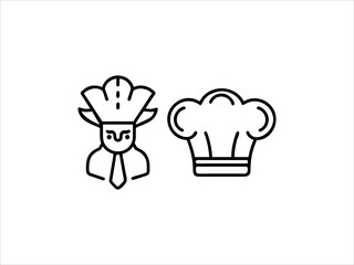 Simple black line art chef icon set