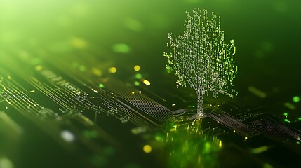 Digital tree growth on circuit board technology environment 3d graphics visualization