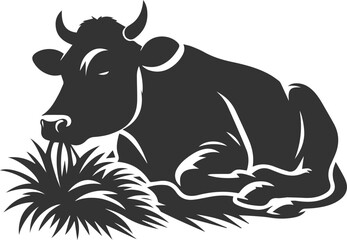 Vector silhouette of a cow