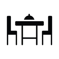 A well designed glyph style icon of dining table