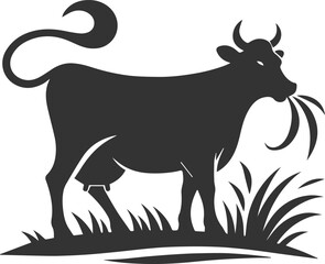 Vector silhouette of a cow