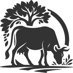 Vector silhouette of a cow